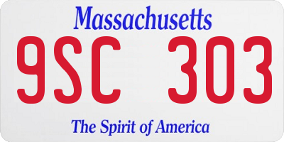 MA license plate 9SC303