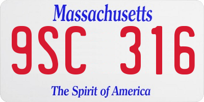 MA license plate 9SC316