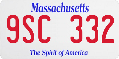MA license plate 9SC332