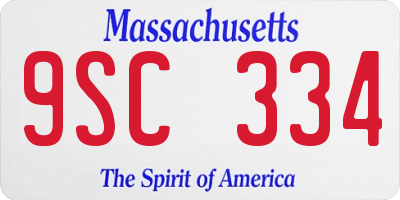 MA license plate 9SC334