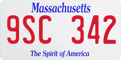 MA license plate 9SC342