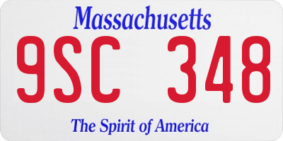 MA license plate 9SC348