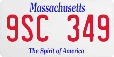 MA license plate 9SC349