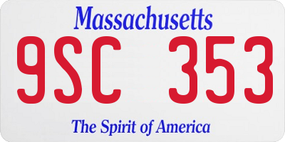 MA license plate 9SC353