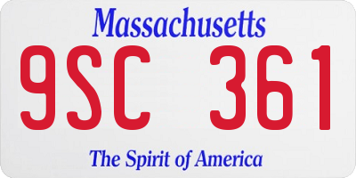 MA license plate 9SC361