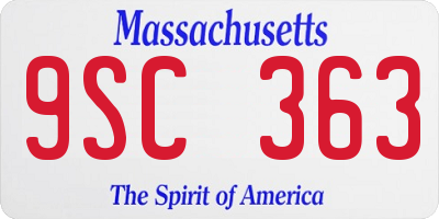 MA license plate 9SC363