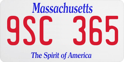 MA license plate 9SC365
