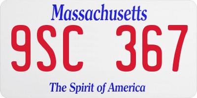MA license plate 9SC367