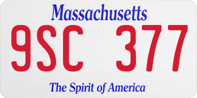 MA license plate 9SC377