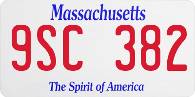 MA license plate 9SC382
