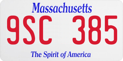 MA license plate 9SC385