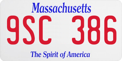 MA license plate 9SC386