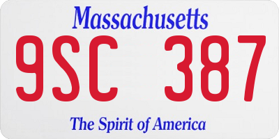 MA license plate 9SC387