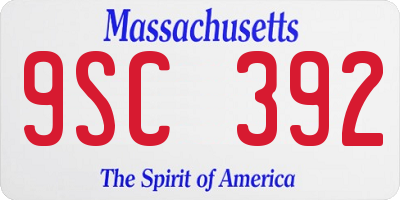 MA license plate 9SC392