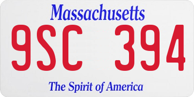 MA license plate 9SC394