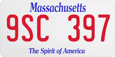 MA license plate 9SC397