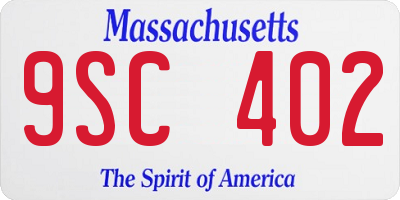 MA license plate 9SC402
