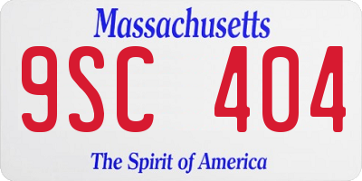 MA license plate 9SC404