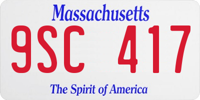 MA license plate 9SC417