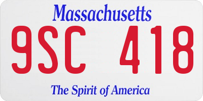MA license plate 9SC418
