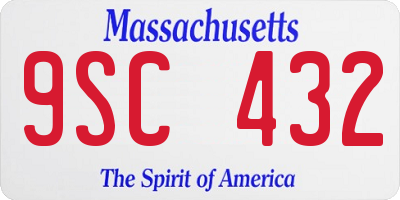 MA license plate 9SC432