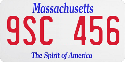 MA license plate 9SC456