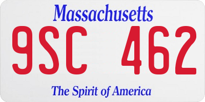 MA license plate 9SC462