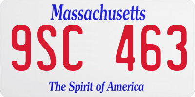 MA license plate 9SC463