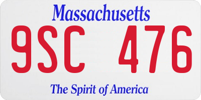 MA license plate 9SC476
