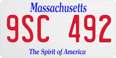 MA license plate 9SC492