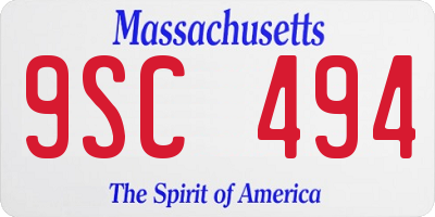 MA license plate 9SC494
