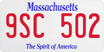 MA license plate 9SC502