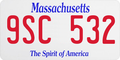 MA license plate 9SC532