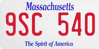 MA license plate 9SC540