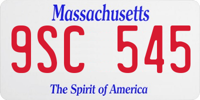 MA license plate 9SC545