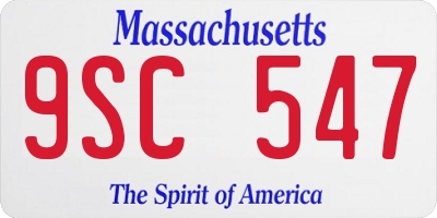 MA license plate 9SC547