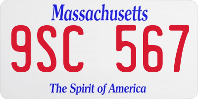 MA license plate 9SC567