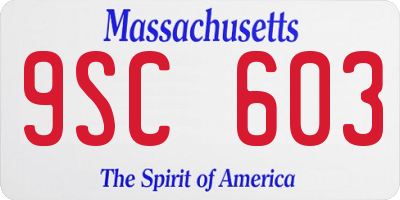 MA license plate 9SC603