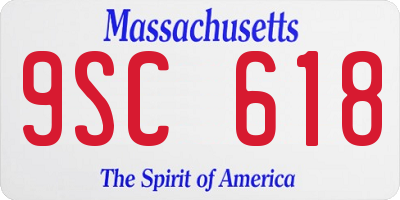 MA license plate 9SC618