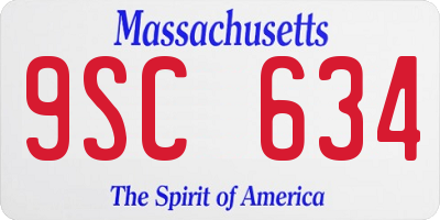 MA license plate 9SC634