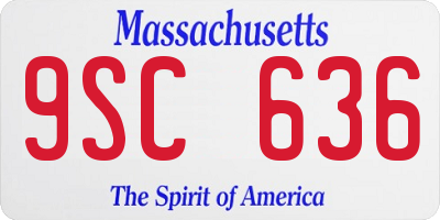 MA license plate 9SC636