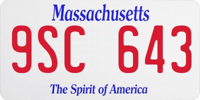 MA license plate 9SC643
