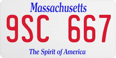 MA license plate 9SC667