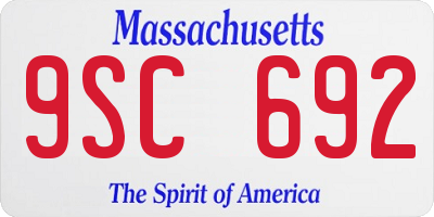 MA license plate 9SC692