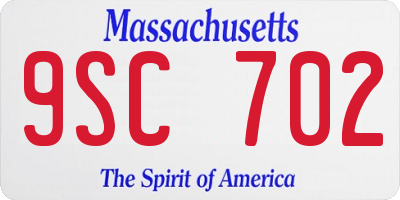 MA license plate 9SC702