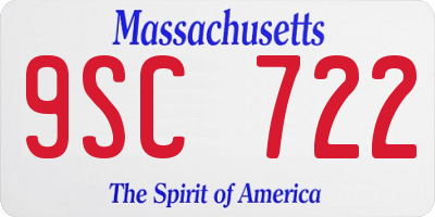 MA license plate 9SC722