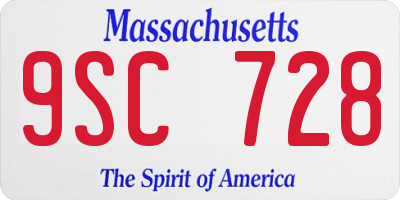MA license plate 9SC728