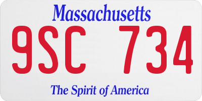 MA license plate 9SC734