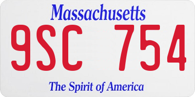MA license plate 9SC754