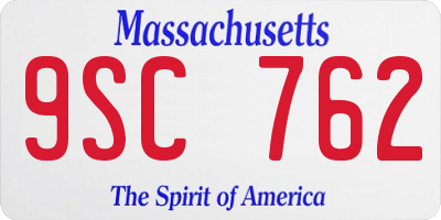 MA license plate 9SC762